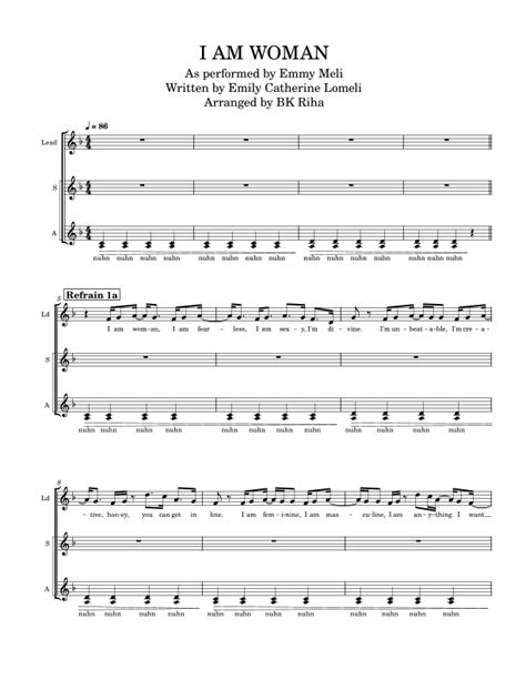 I Am Woman (arr. BK Riha / Brandy Kay Riha) by Emmy Meli Sheet Music for SSAA Choir at Sheet ...