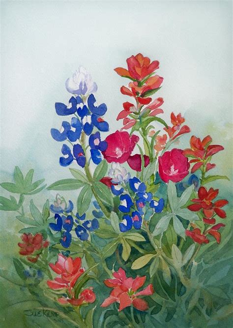 Texas Wildflowers Painting by Sue Kemp