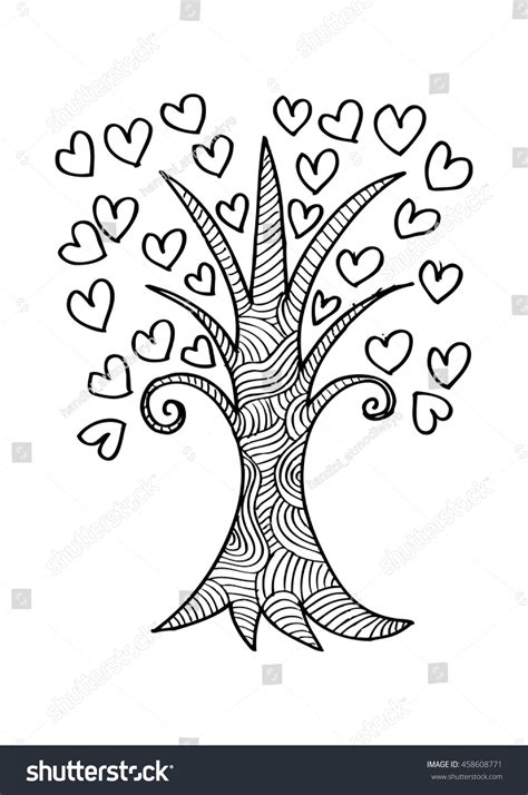 Tree Hearts Hand Drawing Illustration Stock Vector (Royalty Free ...