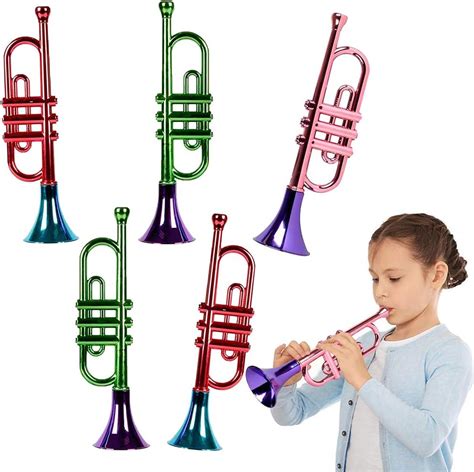 Amazon.com: ArtCreativity 13 Inch Metallic Trumpets, Set of 5, Fun Plastic Musical Instruments ...