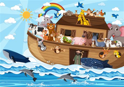 Noah's Ark with animals in the ocean scene 2896172 Vector Art at Vecteezy