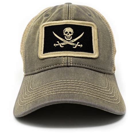 Calico Jack Skull and Swords Pirate Flag Trucker Hat, Black – SL ...