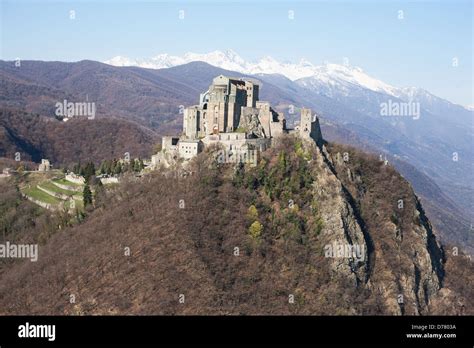 SACRA DI SAN MICHELE (aerial view). Abbey on a rocky promontory, high Stock Photo: 56109406 - Alamy