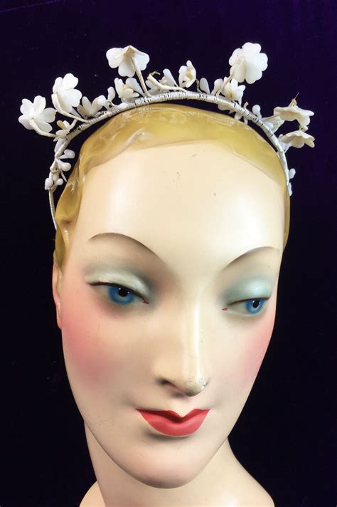 Antique Wax Orange Blossom Crown Wedding Headband Vic… - Gem