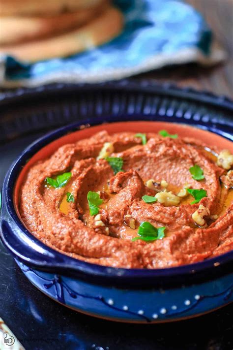 Muhammara Recipe (Roasted Red Pepper Dip) - The Mediterranean Dish