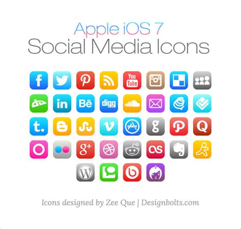 Free Apple iOS 7 Style Social Media Icons Set – Designbolts