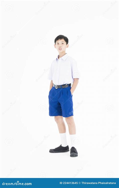 Student Wearing High School Uniforms of Thailand. Boy Wears a School ...