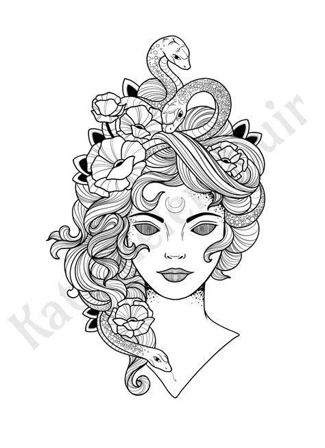 Medusa Tattoo Design | SVG | PNG | JPG | #02 | KateHelenMuir