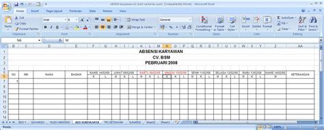 Contoh Format Absensi Karyawan Excel Ke - IMAGESEE