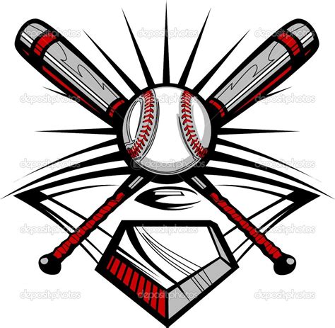 baseball art | Baseball or Softball Crossed Bats with Ball Vector Image Template ... | Softball ...