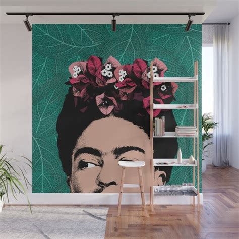 Floral Frida Wall Mural by PrintsProject | Society6