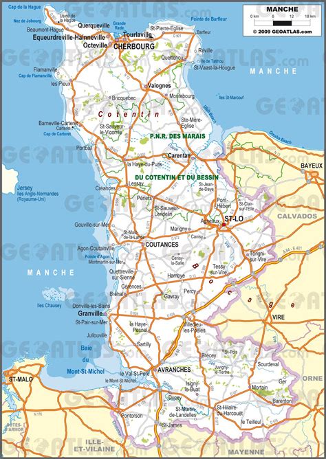 Carte de la Manche - Manche carte des villes, communes, politique...