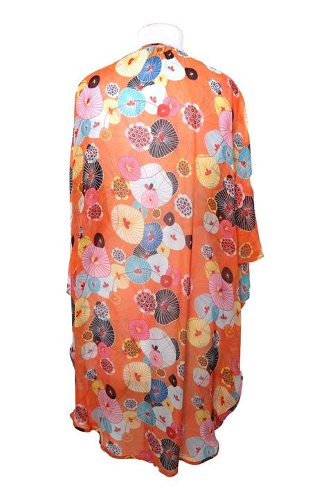 Japanese Waterlily Orange Modal Kimono - Wearable Art Scarves