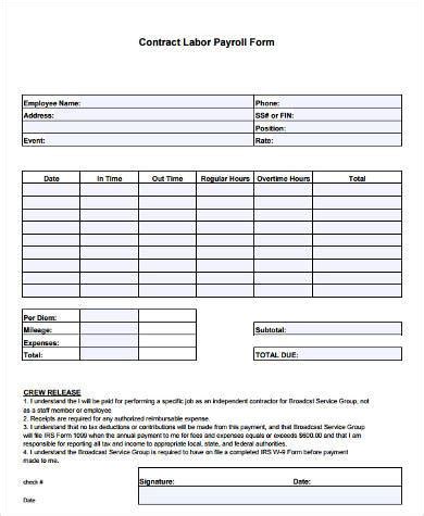 FREE 8+ Sample Contract Labor Forms in PDF | MS Word