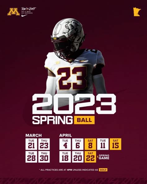 Minnesota Football's 2023 spring practice schedule