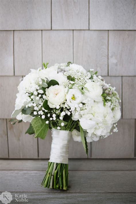 Classic White & Green Bridal Bouquet for a Chatham Backyard Wedding Photo: Katie Noble Phot ...