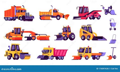 Snow Plow Truck Vector Illustration, Cartoon Snowplow Truck Cleaning ...