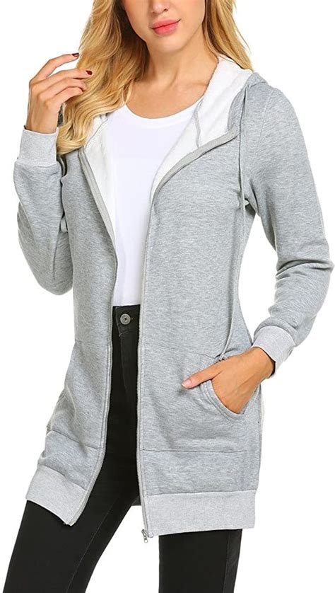 Zeagoo Women Casual Zip Up Fleece Hoodies Tunic Sweatshirt Long Hoodie Jacket | Its Women Fashion