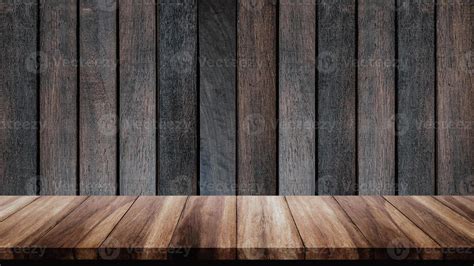 Empty wood table with old wooden wall background. 7143817 Stock Photo ...