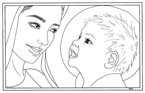 Mary and baby Jesus coloring page by piesn on DeviantArt