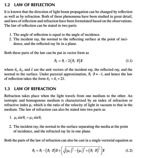 Law Of Reflection Equation