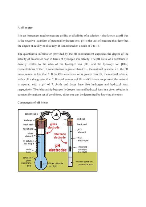 P H Meter . Components of pH meter. Diagram of pH meter. - A pH meter ...