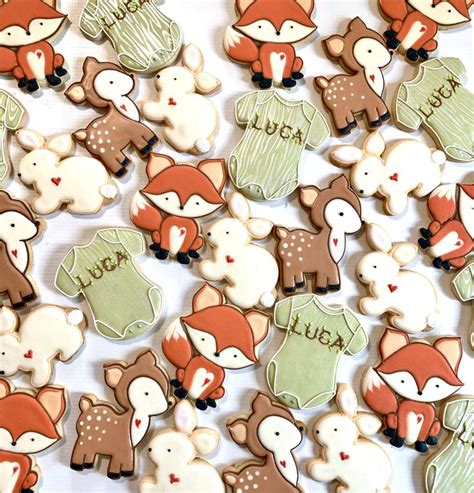 Woodland Animals Baby Shower Cookie set | Woodland creatures baby ...