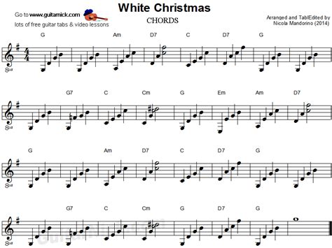 WHITE CHRISTMAS Guitar Chords Sheet Music: GuitarNick.com