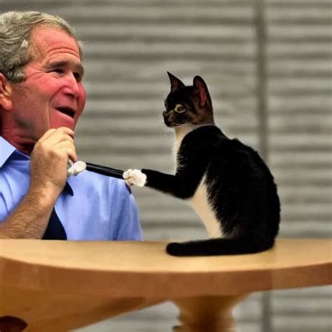 George W bush eating a cat | Stable Diffusion