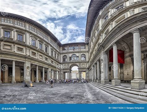 Uffizi Gallery in Florence Under a Blue Sky with Clouds, Panorama Editorial Stock Image - Image ...