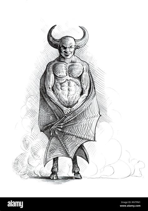 Devil. Evil smile. Demon fantasy drawing Stock Photo - Alamy