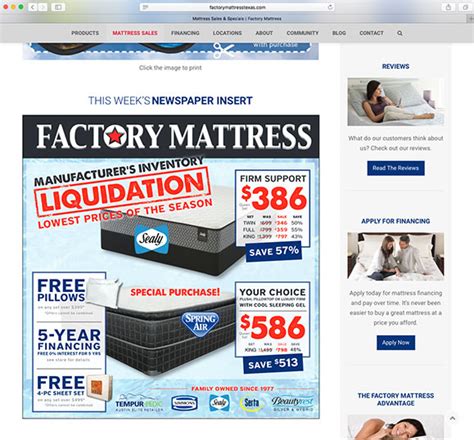 Factory Mattress Website - The Lee Tilford Agency