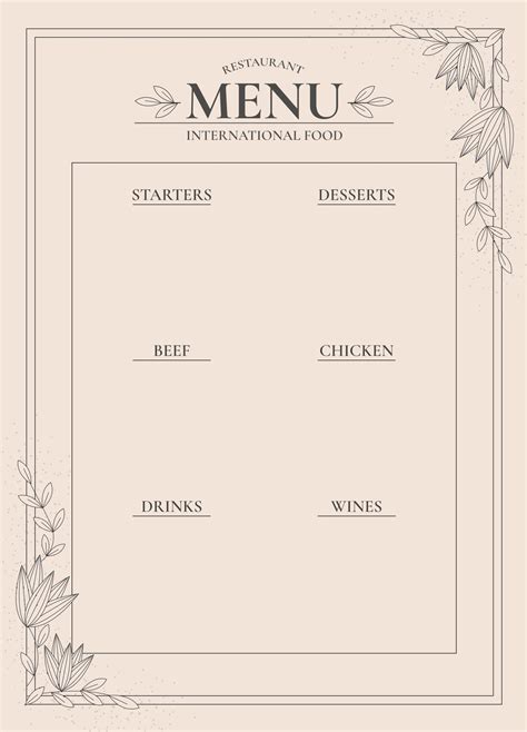 Printable Blank Menu