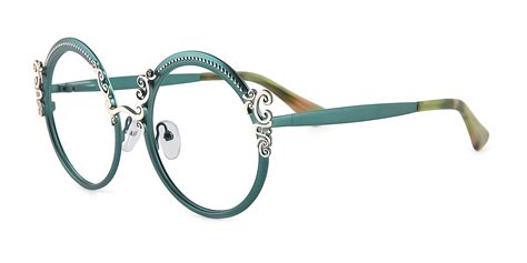 Hathaway Green Round Unique Metal Eyeglasses | Muukal.com