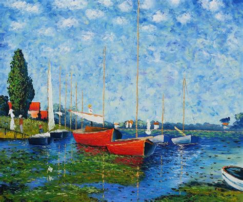 Monet Red Boats at Argenteuil Oil Painting | overstockArt.com at overstockArt.com | Claude monet ...