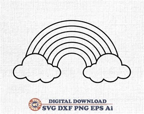 Rainbow Outline Svg Rainbow Clipart Svg Clouds Svg Cloud - Etsy