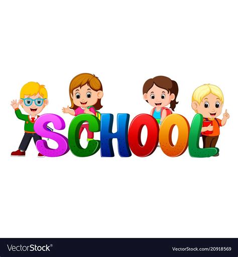 Font design for word school Royalty Free Vector Image | School murals ...