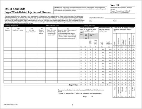 Osha 300 And 300a Printable Form Form : Resume Examples