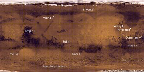 Map of all Mars landing sites, failed and successful | The Planetary ...