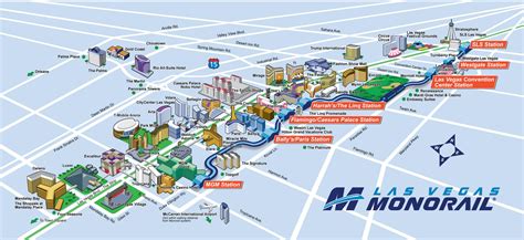 Monorail Las Vegas map - LV monorail map (United States of America)