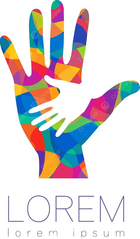 Charity Hand Symbol In Rainbow Colors For Orphans And Families Vector, Symbol, Support, Love PNG ...