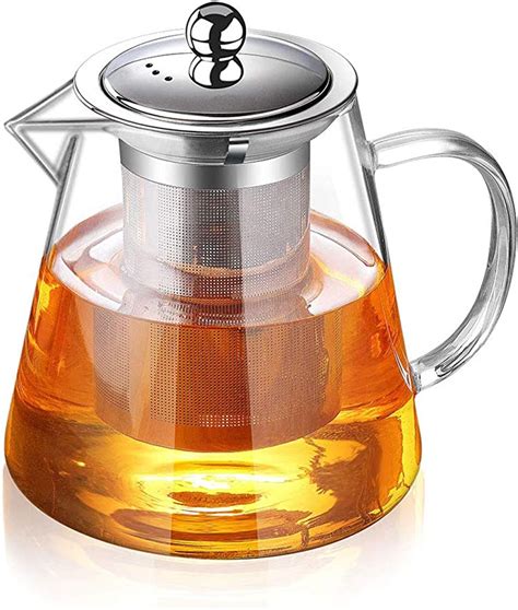 Amazon.com | Glass Teapot with Infuser Tea Pot 32oz/43oz Tea Kettle Stovetop Safe Blooming and ...