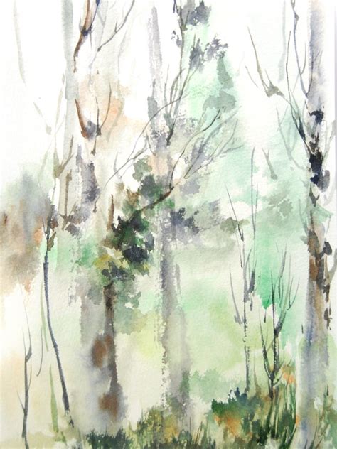 Abstract Forest Landscape Watercolor Painting by CanotStopPrints