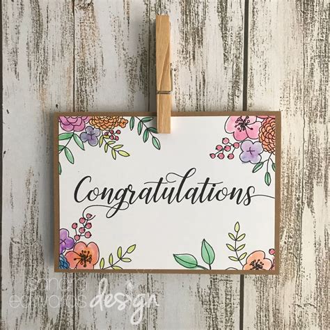 Congratulations Greeting Card Floral Excited to share this item from my #etsy sho ...