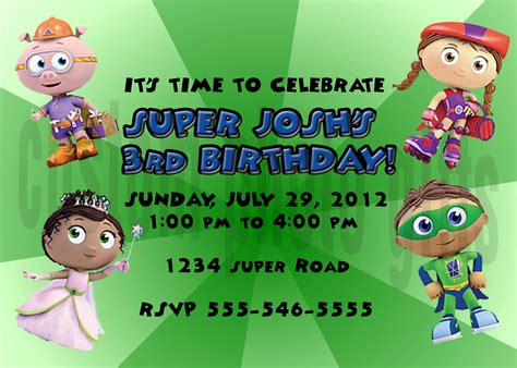 Personalized Super Why Birthday Invitation Digital File, You Print - Greeting Cards & Party Supply