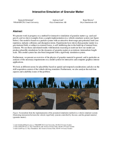 (PDF) Interactive Simulation of Granular Matter | Kenneth Holmlund ...