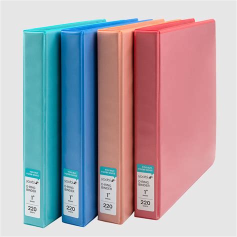 4 Pk 1 Inch Binder - Multicolor - Yoobi