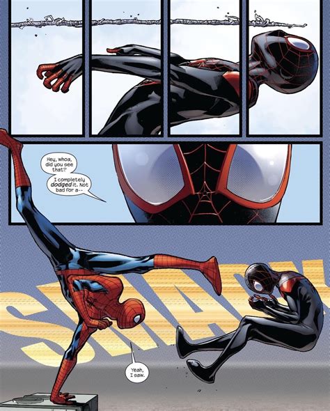 Peter Parker vs Miles Morales from Spider-Men #2. I know that Miles is ...