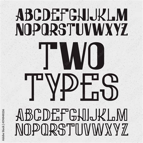 Two types of font - full and hollow. Black capital letters. Isolated english alphabet. Stock ...