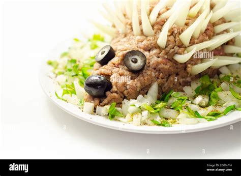 Traditional German dish called Mettigel, Mett served as a Mett hedgehog ...